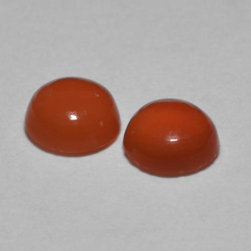 Gemas de cornalina naranja medio natural de 0,87 ct, corte redondo, translúcido