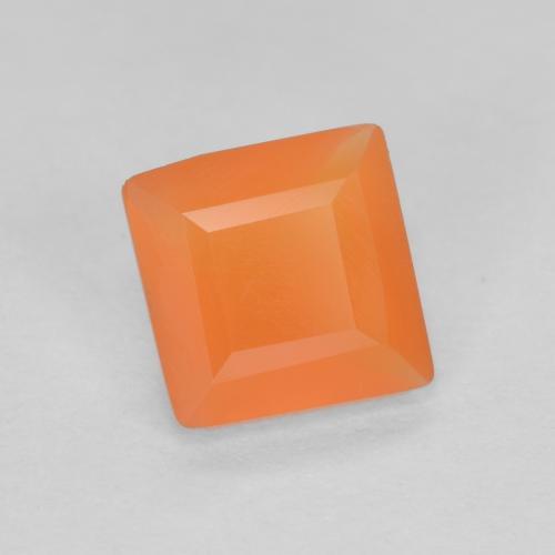 Cornalina naranja batata natural de 0,53 ct, cuadrado, transparente