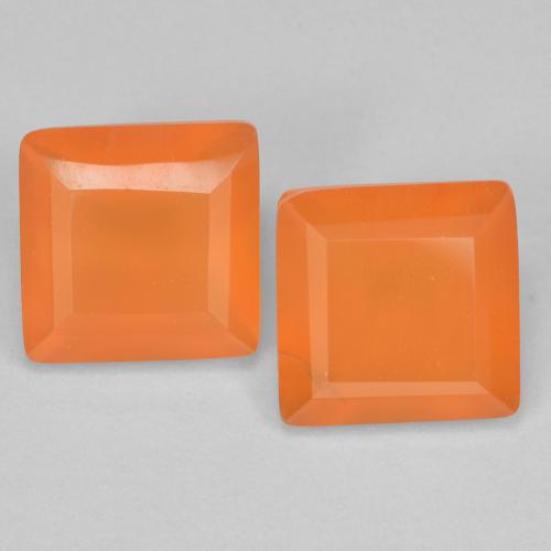 Gemas de Cornalina Naranja oscuro natural de 1.28 ct, Cuadrado, Transparente