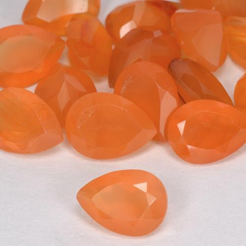 Gemas de cornalina naranja natural de 3,84 ct, en forma de pera, transparente