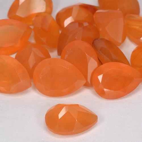 Gemas de cornalina naranja natural de 3,84 ct, en forma de pera, transparente