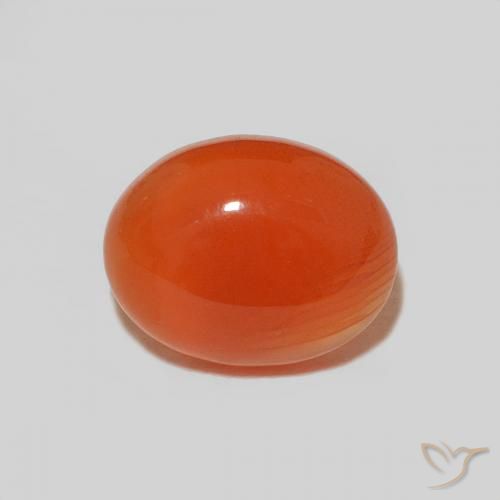 Cornalina Naranja rojizo oscuro natural de 1.83 ct, Corte Óvalo, Opaco