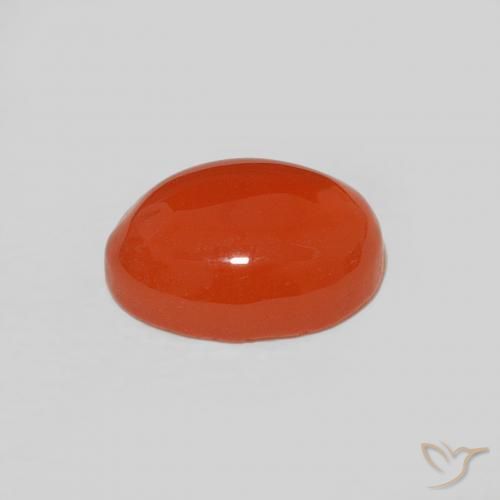 Cornalina Naranja intenso natural de 1.77 ct, Ovalada, Opaco