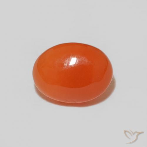 Cornalina naranja intenso natural de 1,53 ct, corte óvalo, opaco