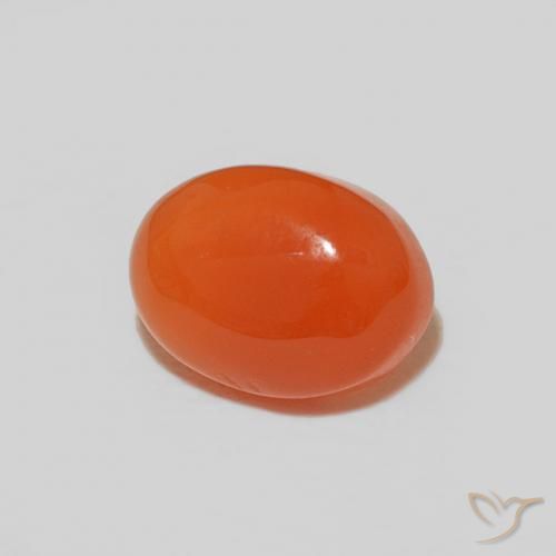 Cornalina naranja intenso natural de 1,53 ct, corte óvalo, opaco