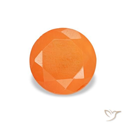 Cornalina naranja natural de 0,41 ct, corte redondo, transparente