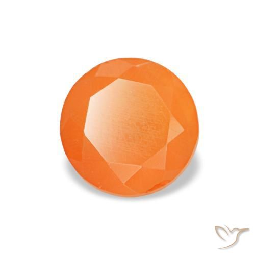 Cornalina naranja natural de 0,41 ct, corte redondo, transparente