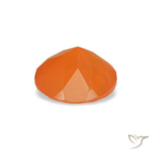 Cornalina naranja natural de 0,41 ct, corte redondo, transparente