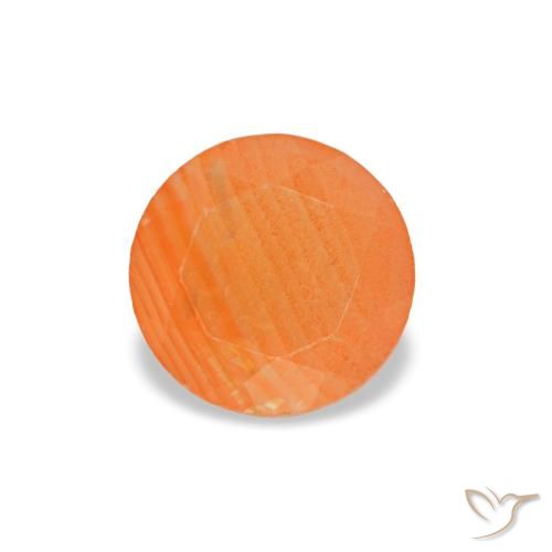 Cornalina naranja natural de 0,38 ct, corte redondo, transparente