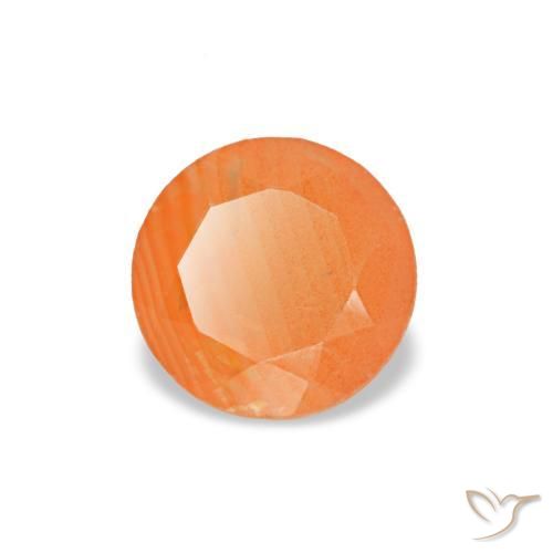 Cornalina naranja natural de 0,38 ct, corte redondo, transparente