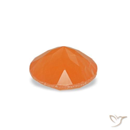 Cornalina naranja natural de 0,38 ct, corte redondo, transparente