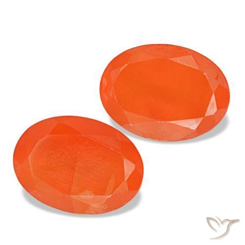 Gemas de cornalina naranja natural de 1,39 ct, corte óvalo, transparente