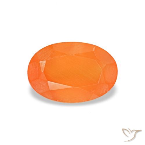 Cornalina naranja natural de 0,40 ct, corte óvalo, transparente