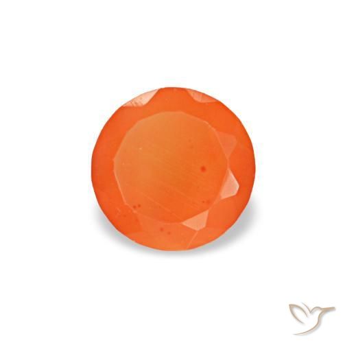 Cornalina naranja natural de 0,20 ct, corte redondo, transparente