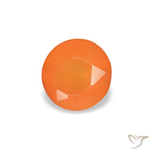 Cornalina naranja natural de 0,18 ct, corte redondo, transparente