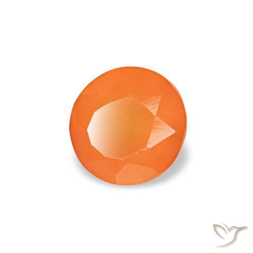 Cornalina naranja natural de 0,18 ct, corte redondo, transparente