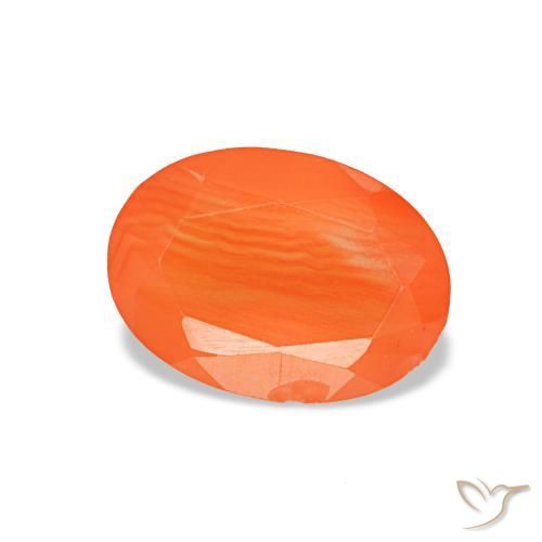 Cornalina naranja natural de 0,60 ct, corte óvalo, transparente