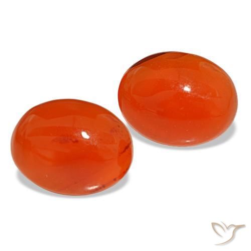 Gemas de cornalina naranja natural de 3,96 ct, corte óvalo, translúcido