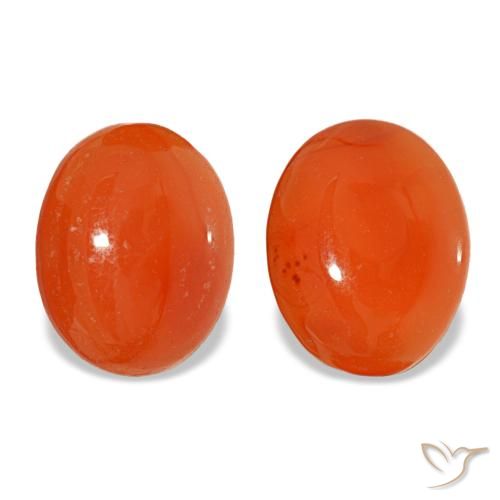 Gemas de cornalina naranja natural de 3,64 ct, corte óvalo, translúcido