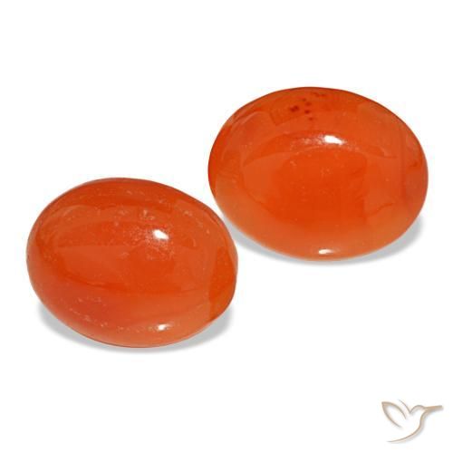 Gemas de cornalina naranja natural de 3,64 ct, corte óvalo, translúcido