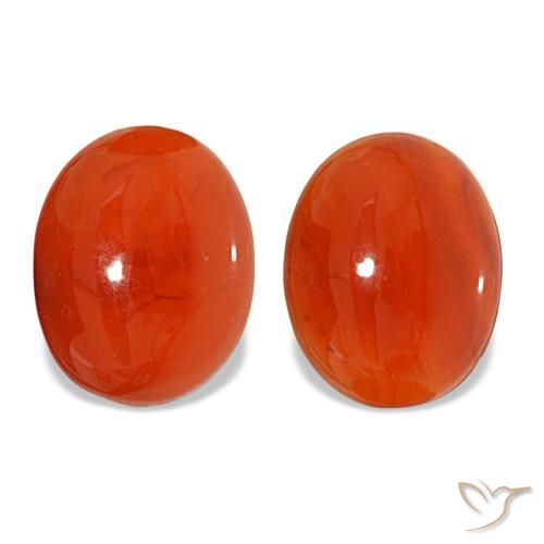 Gemas de cornalina naranja natural de 4,90 ct, corte óvalo, translúcido