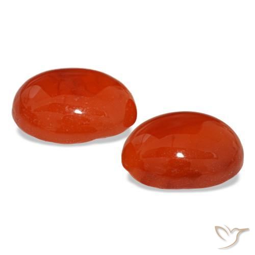 Gemas de cornalina naranja natural de 4,90 ct, corte óvalo, translúcido