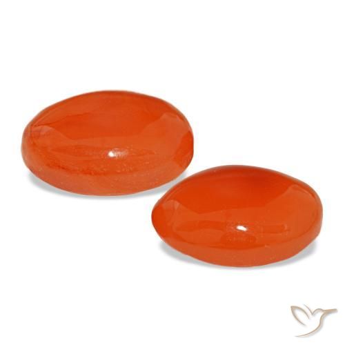 Gemas de cornalina naranja natural de 4,65 ct, corte óvalo, translúcido