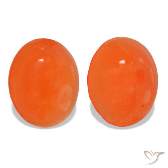 Gemas de cornalina naranja natural de 4,90 ct, corte óvalo, translúcido