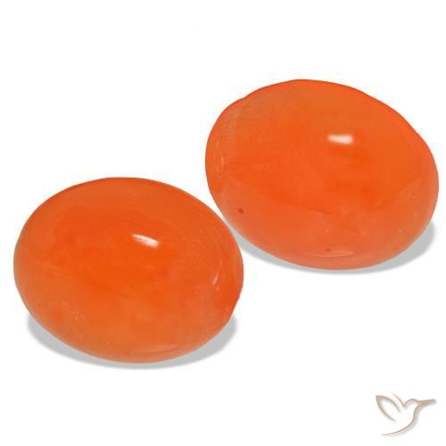Gemas de cornalina naranja natural de 4,90 ct, corte óvalo, translúcido