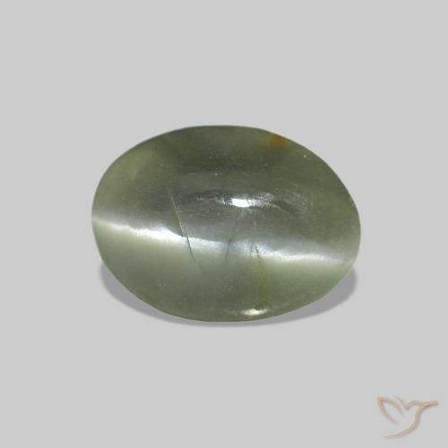 Alejandrita ojo de gato Verde gris natural de 0.50 ct, Corte Óvalo, Transparente