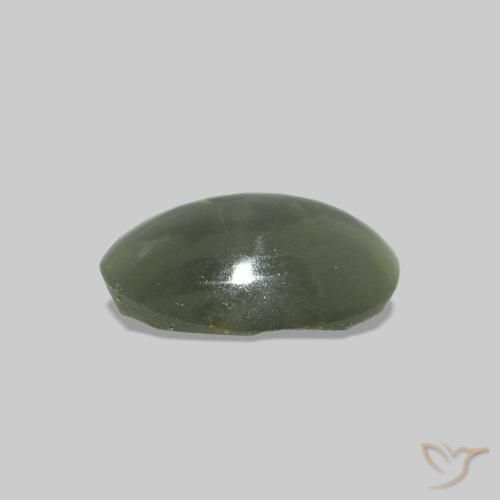 Alejandrita ojo de gato Verde gris natural de 0.50 ct, Corte Óvalo, Transparente
