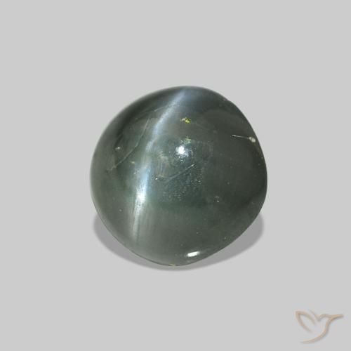 Cat's Eye Alexandrite Verde cálido natural de 0.53 ct, Redondo, Opaco