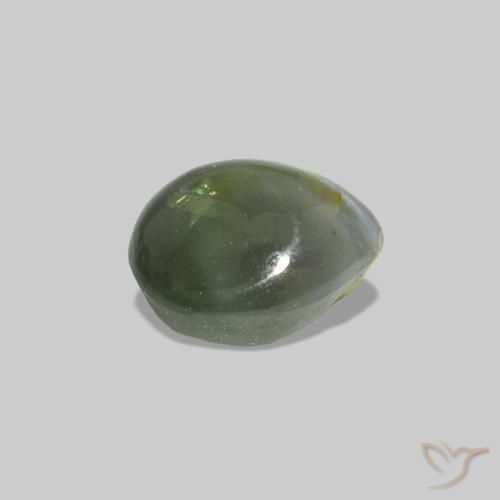 Cat's Eye Alexandrite Verde medio natural de 0.53 ct, Ovalada, Opaco