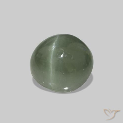 Cat's Eye Alexandrite Verde medio natural de 0.59 ct, Ovalada, Opaco