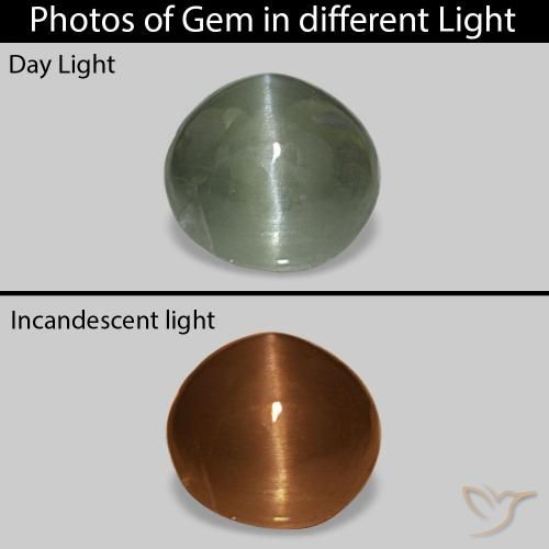 Cat's Eye Alexandrite Verde medio natural de 0.54 ct, Ovalada, Opaco