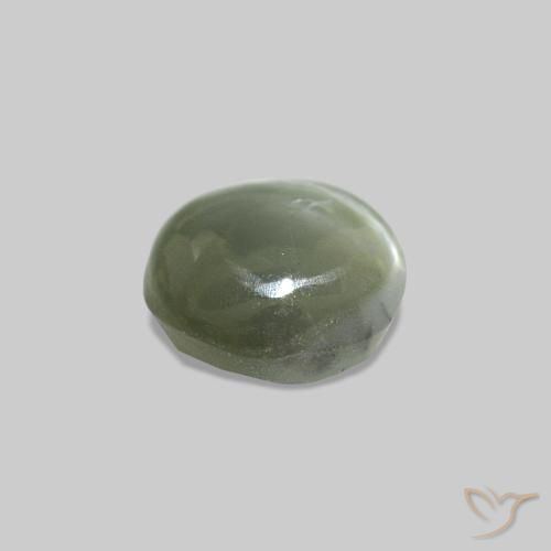 Cat's Eye Alexandrite Verde medio natural de 0.60 ct, Ovalada, Opaco