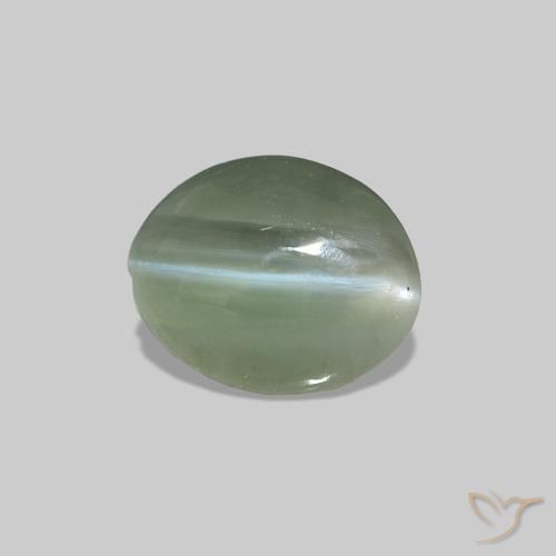 Cat's Eye Alexandrite Verde medio natural de 0.62 ct, Ovalada, Opaco