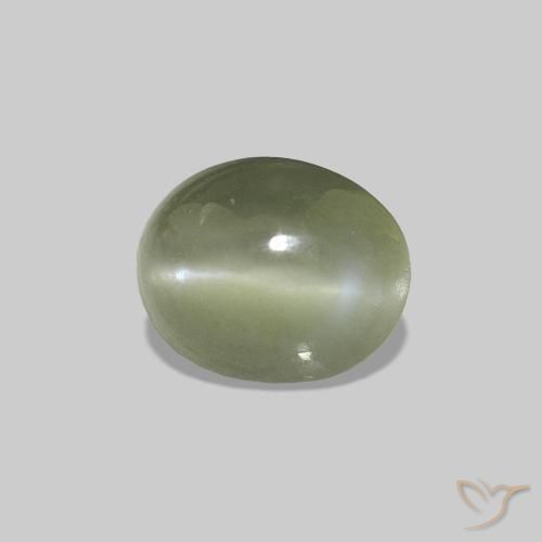 Cat's Eye Alexandrite Verde medio natural de 0.81 ct, Ovalada, Opaco