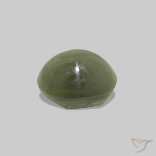 Cat's Eye Alexandrite Verde medio natural de 0.81 ct, Ovalada, Opaco