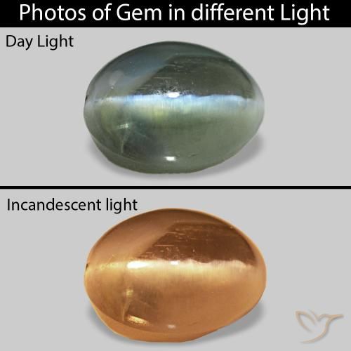Cat's Eye Alexandrite Verde natural de 0.74 ct, Ovalada, Opaco