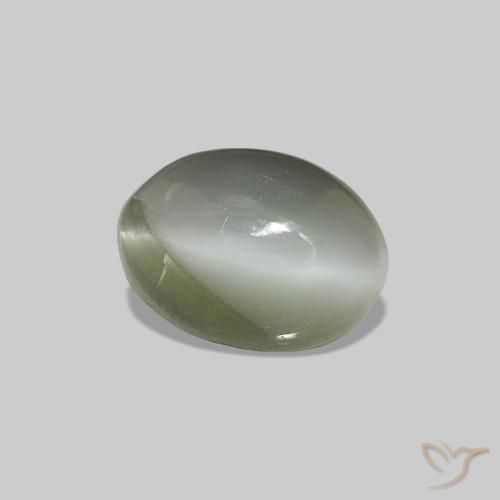 Cat's Eye Alexandrite Verde gris natural de 0.61 ct, Ovalada, Opaco