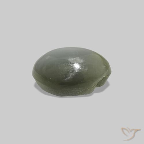 Cat's Eye Alexandrite Verde gris natural de 0.61 ct, Ovalada, Opaco