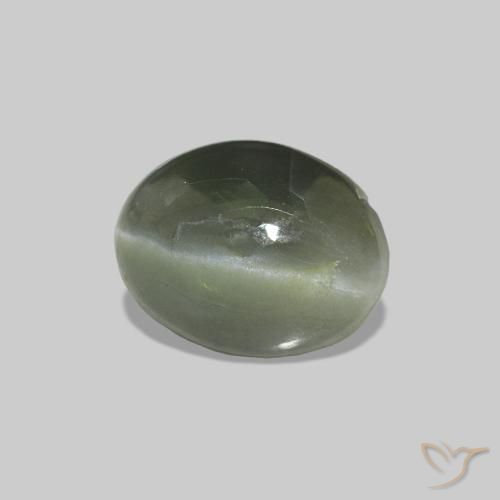 Cat's Eye Alexandrite Verde bosque pálido natural de 0.62 ct, Ovalada, Opaco
