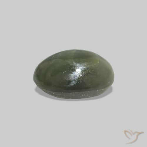 Cat's Eye Alexandrite Verde bosque pálido natural de 0.62 ct, Ovalada, Opaco