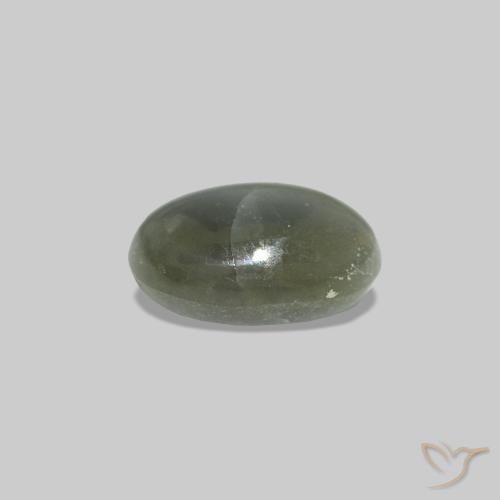 Cat's Eye Alexandrite Verde medio natural de 0.40 ct, Ovalada, Opaco