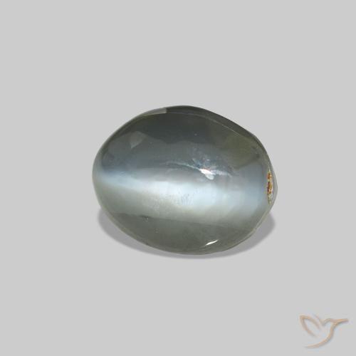 Alejandrita ojo de gato Gris verdoso pálido natural de 0.64 ct, Corte Óvalo, Opaco
