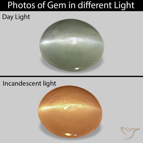 Cat's Eye Alexandrite Verde medio natural de 0.56 ct, Ovalada, Opaco
