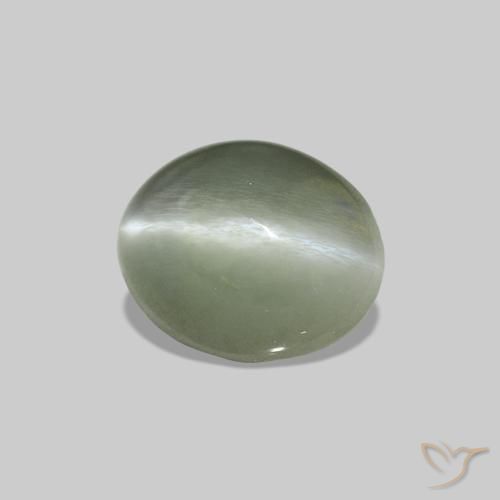 Cat's Eye Alexandrite Verde medio natural de 0.56 ct, Ovalada, Opaco