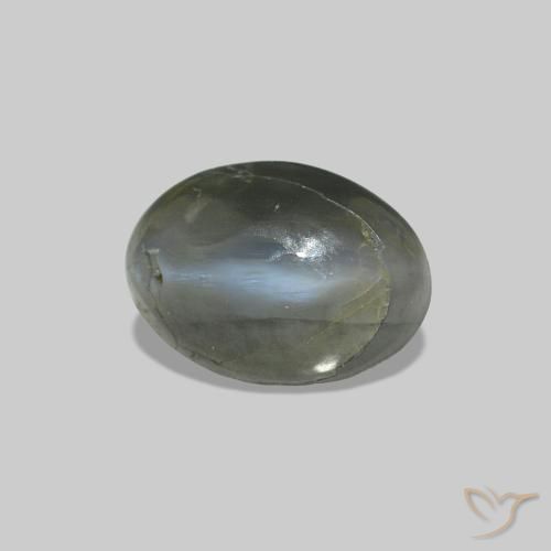 Cat's Eye Alexandrite Gris verdoso pálido natural de 0.52 ct, Ovalada, Opaco
