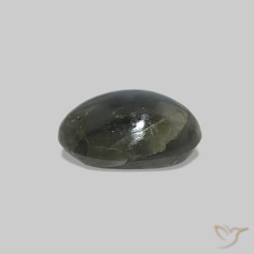 Cat's Eye Alexandrite Gris verdoso pálido natural de 0.52 ct, Ovalada, Opaco